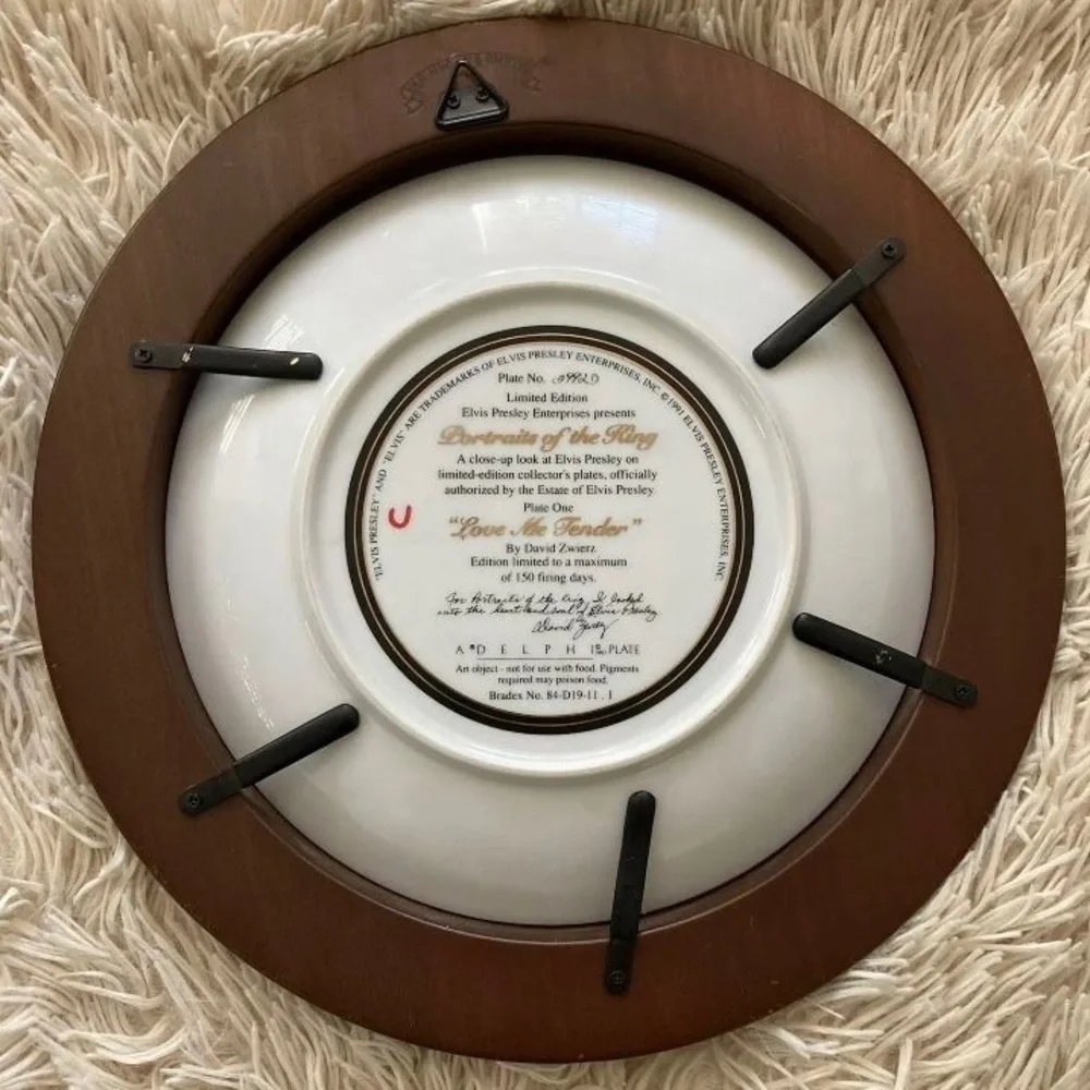 Vintage 1991 Elvis Presley Limited Edition Collectible Framed Porcelain Plate